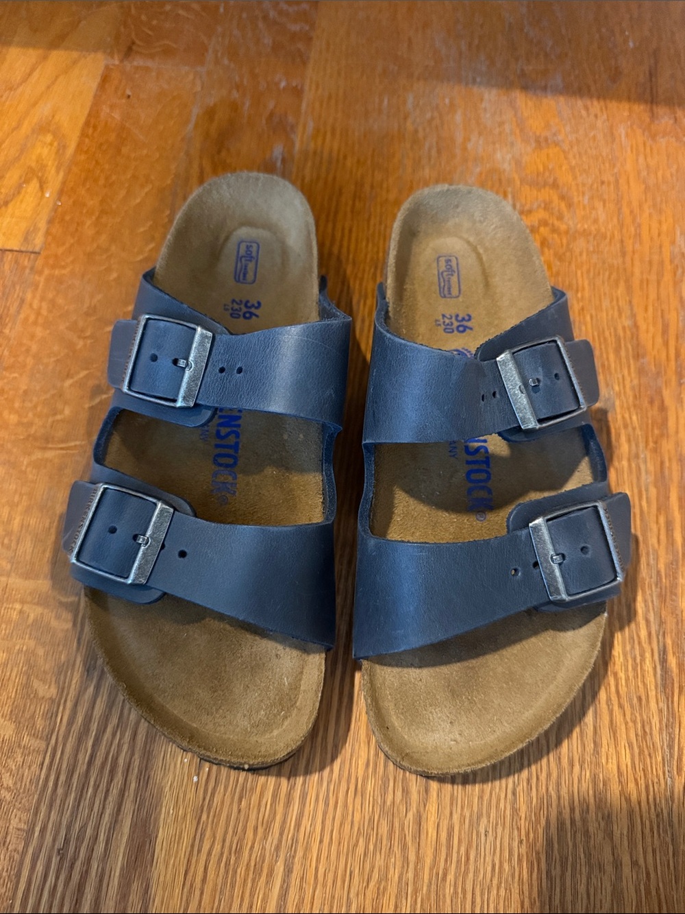 Birkenstock Soft Footbed Double Buckle Sandals in Navy